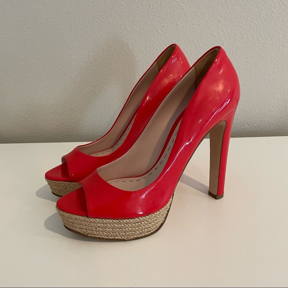 🇮🇹 MiuMiu very high heels red patent pumps open-toe
